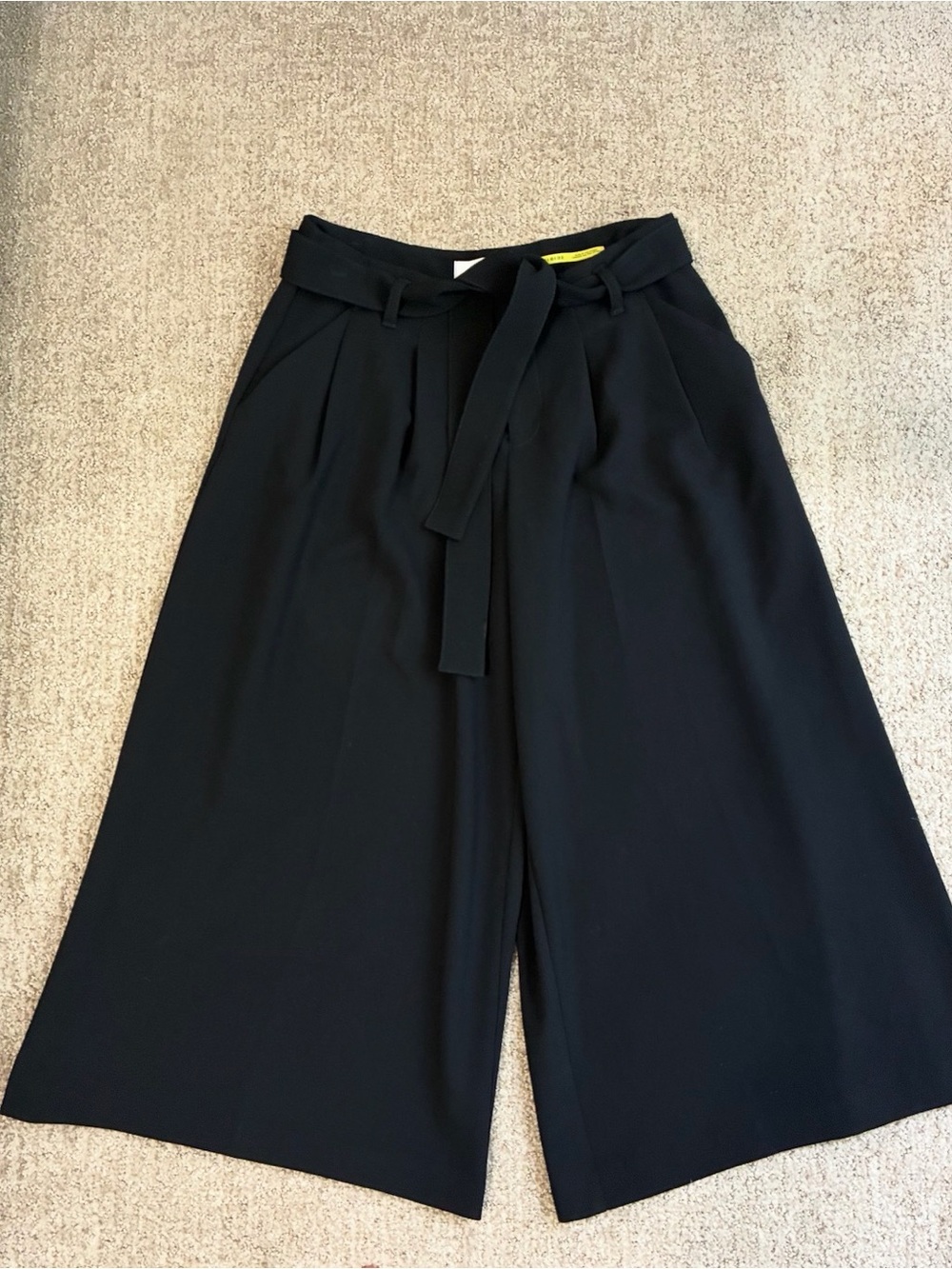 Maeve by Anthropologie Black Wide-Leg Tie-Waist Culotte Pants
